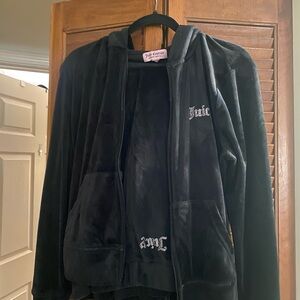 Women’s Black Juicy Couture Black Velour Tracksuit Size Medium